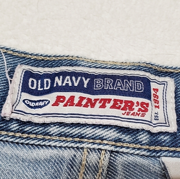 VINTAGE 90s Old Navy Light Wash Distressed High Rise Skater Carpenter Jeans 36 - Picture 9 of 10